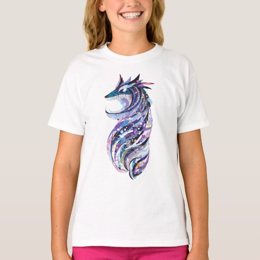 T-shirt conception gribouillante d'un loup (Devant)