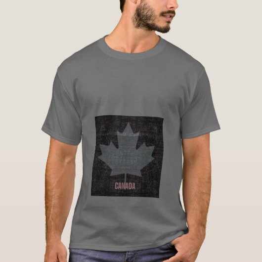 T-shirt Conception grise et noire de drapeau de feuille (Devant)