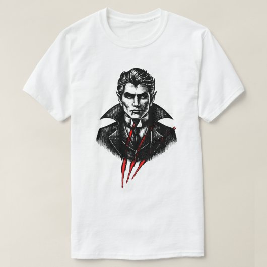 T-shirt Conception Halloween Vampire Griffe Rouge Tranche (Design devant)