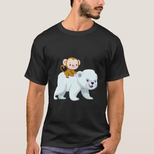 T-shirt Conception hybride de l'ours singe-glace mignon (Devant)