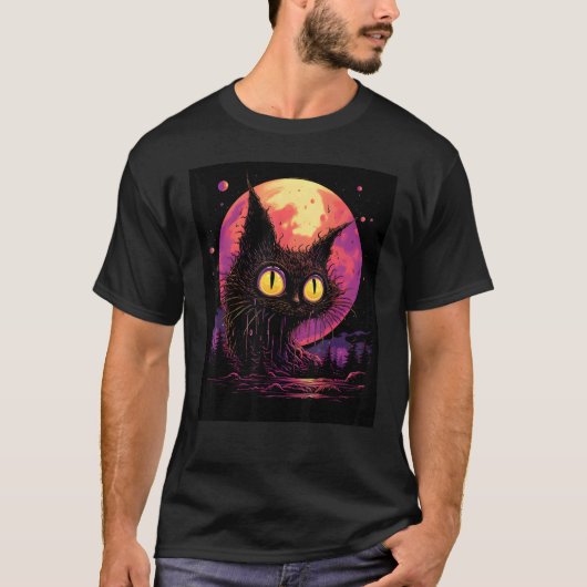 T-shirt Conception intrigante de silhouette de chat votre  (Devant)