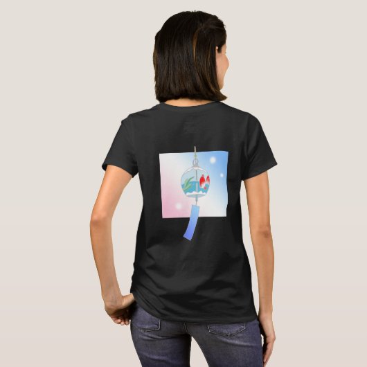 T-shirt Conception japonaise "cloche de kanji de vent " (Dos entier)