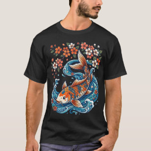 T-shirt Conception japonaise de sakura et d'eau courante