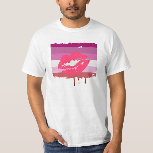 T-SHIRT CONCEPTION LESBIENNE DE RAYURES DE DRAPEAU DE (Devant)
