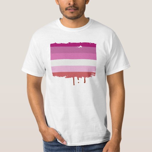 T-SHIRT CONCEPTION LESBIENNE DE RAYURES DE FIERTÉ (Devant)