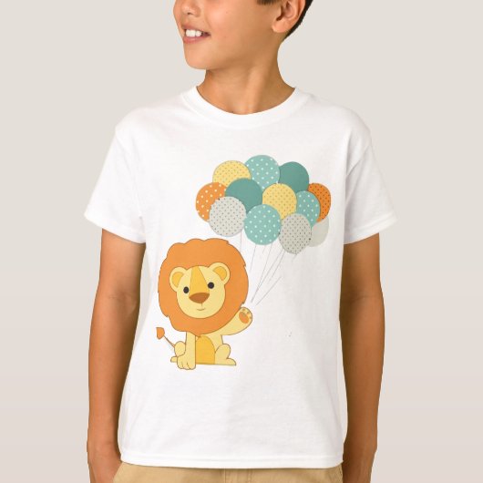T-shirt Conception mignonne de lion de ballon dans le (Devant)