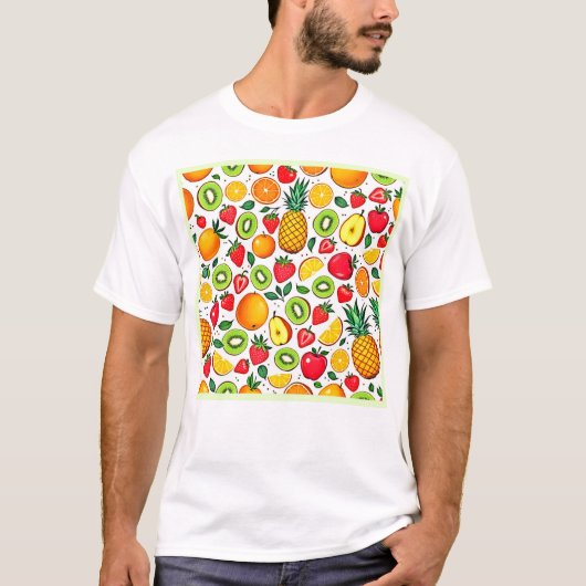 T-shirt Conception Motif de fruits colorés (Devant)