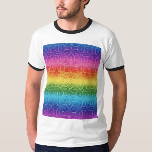 T-shirt Conception Motif géométrique arc-en-ciel colorée (Devant)