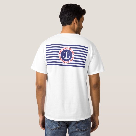 T-shirt Conception nautique avec bandes marines (Dos entier)
