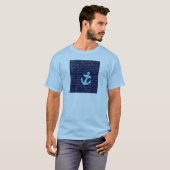 T-shirt Conception nautique d'écriture d'ancre de rayure (Devant entier)