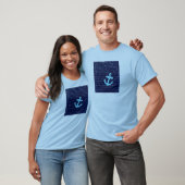T-shirt Conception nautique d'écriture d'ancre de rayure (Unisexe)