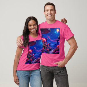 T-shirt Conception nocturne de la forêt de champignons enc