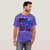 T-shirt Conception nocturne de la forêt de champignons enc (Devant entier)