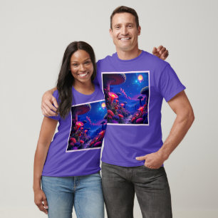 T-shirt Conception nocturne de la forêt de champignons enc