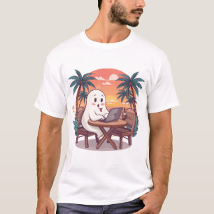 T-shirt Conception numérique de fantôme tropical mignon po