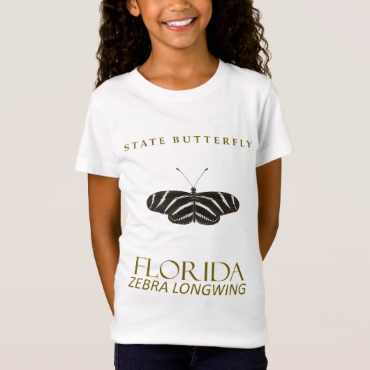 T-Shirt Conception Papillon de Floride Zèbre Longue Aile (Devant)