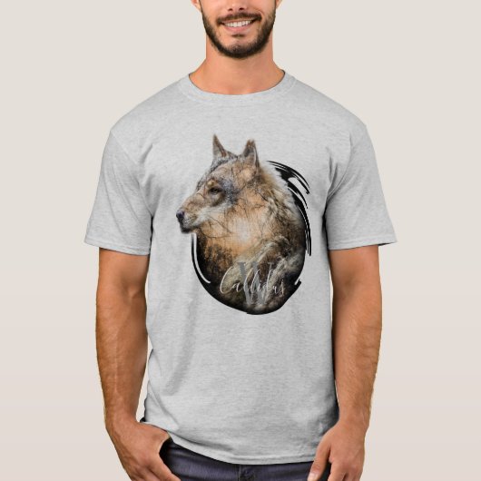 T-shirt Conception personnalisée de loup de forêt (Devant)