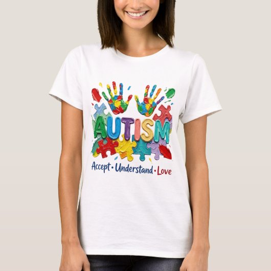 T-shirt Conception PNG d'acceptation de l'autisme, Puzzle (Devant)