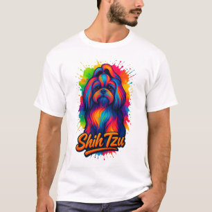T-shirt Conception Pop Art Colorée de Shih Tzu – Néon Vibr