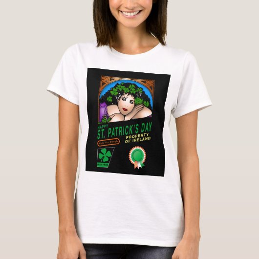 T-shirt Conception Rétro de la Saint-Patrick avec une Fill (Devant)