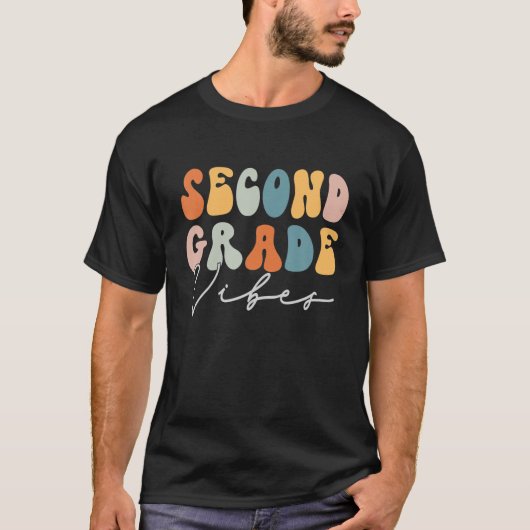T-shirt Conception Rétro Vibes De 2E Année Retour À L'Écol (Devant)