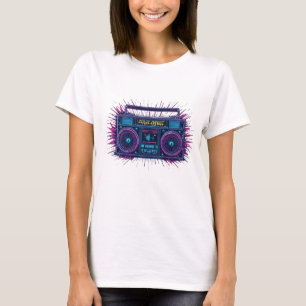 T-shirt Conception rétroonde de la boombox néon