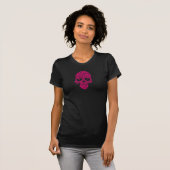 T-shirt Conception rose de crâne de fleurs et de vignes (Devant entier)