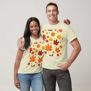 T-shirt Conception sans couture de feuillage d'automne