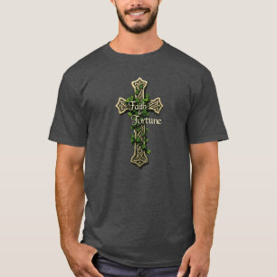 T-shirt Conception Shamrock Celtic Cross Faith & Fortune