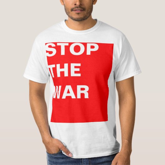 T-shirt Conception simple "rectangle rouge STOP THE WAR" (Devant)