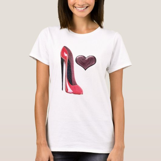 T-shirt Conception stylet rouge de chaussure et de coeur (Devant)