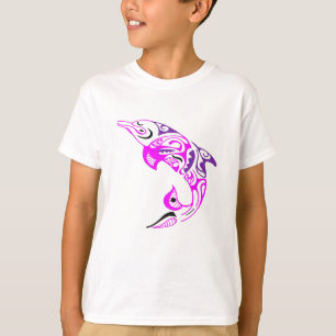T-shirt Conception tribale pourpre et rose noire de
