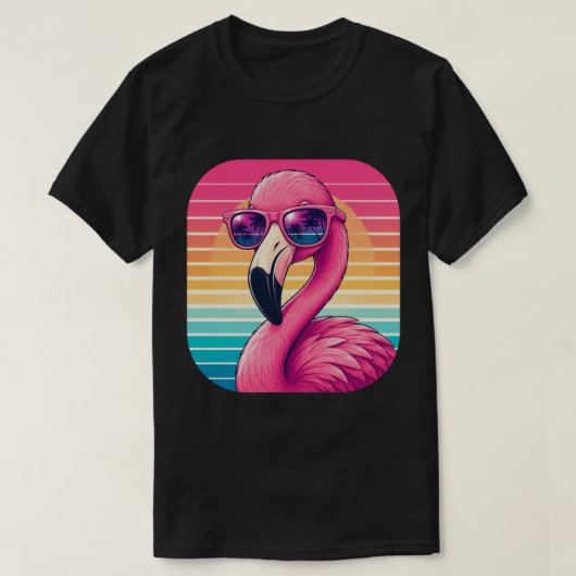 T-shirt Conception tropicale de coucher de soleil flamant (Design devant)