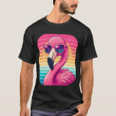 T-shirt Conception tropicale de coucher de soleil flamant (Devant)