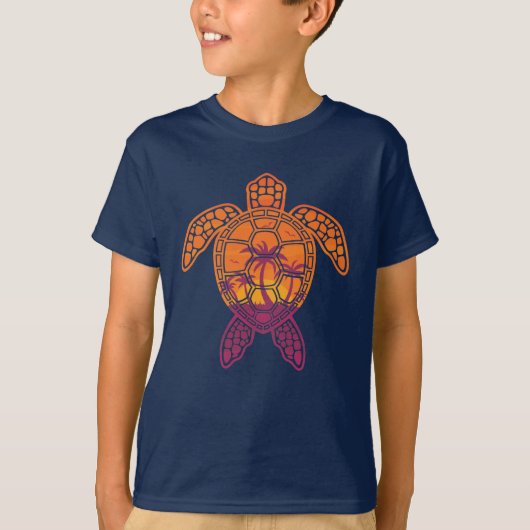 T-shirt Conception Tropicale de la tortue de mer coucher d (Devant)