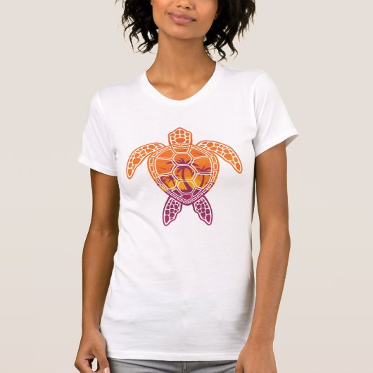 T-shirt Conception tropicale de tortue de mer de coucher (Devant)