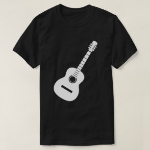 T-shirt Conception Unique Guitare Silhouette Blanche sur