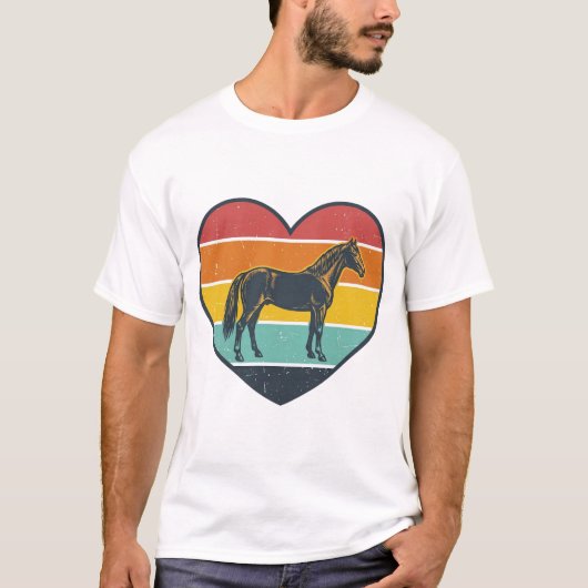 T-shirt Conception vectorielle de cœur de cheval de couche (Devant)