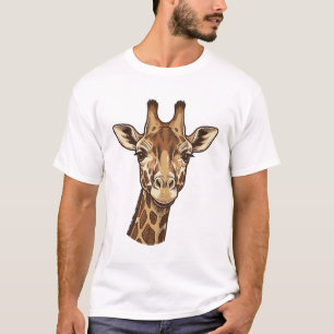 T-shirt Conception vectorielle de tête de girafe gravée vi