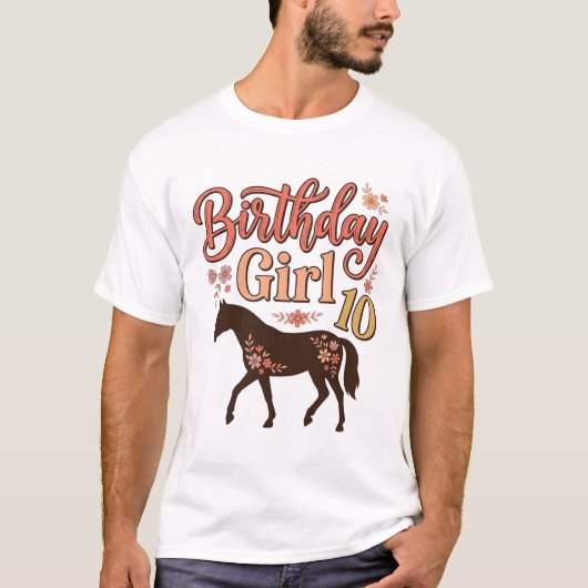 T-shirt Conception vectorielle florale de cheval 10 pour f (Devant)