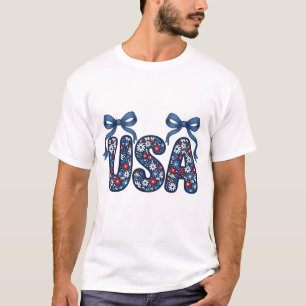T-shirt Conception vectorielle patriotique de ruban floral