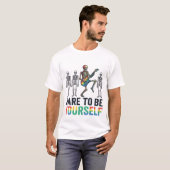 T-shirt Conception vectorielle squelette arc-en-ciel osez (Devant entier)