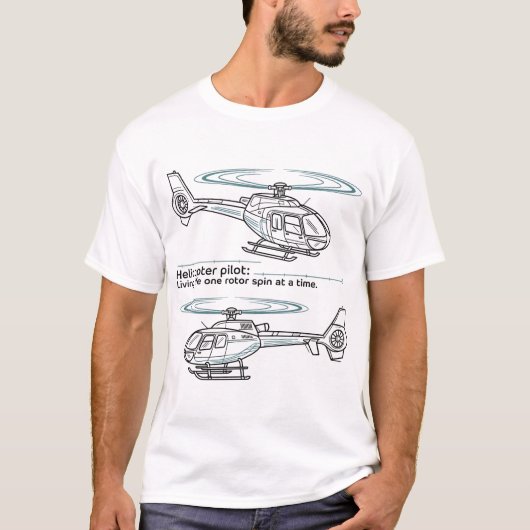 T-shirt Conception vectorielle technique de pilote d'hélic (Devant)