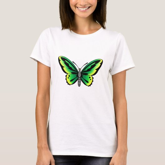 T-shirt conception verte de tatouage de papillon (Devant)