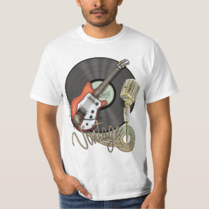 T-shirt Conception vintage de guitare et de microphone