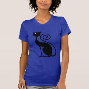 T-shirt Conception vintage de style de chat noir