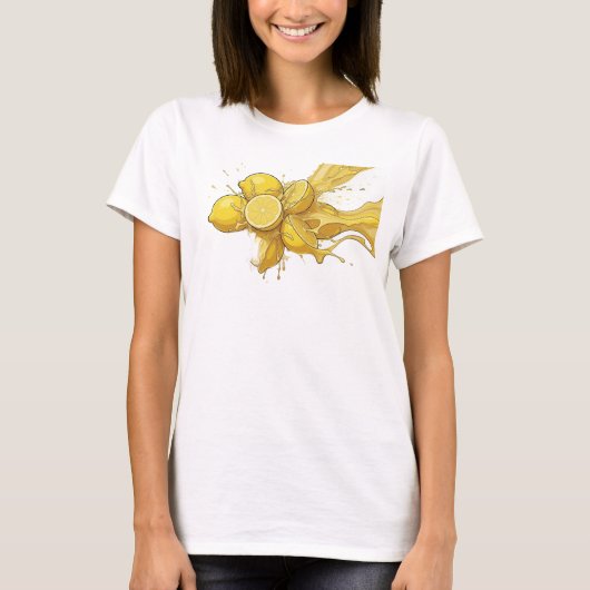 T-shirt Conception visuelle de citrons abstraits dorés Edg (Devant)