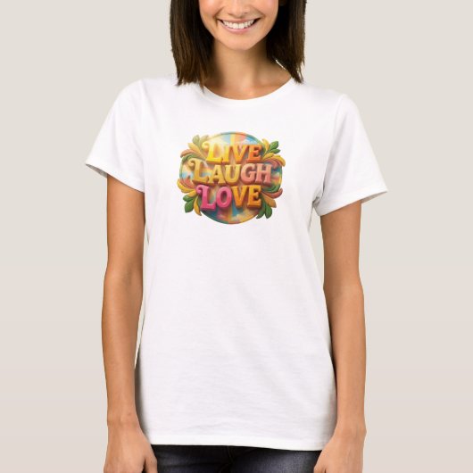 T-shirt Conception visuelle LIVE RIRE AMOUR Expressive (Devant)