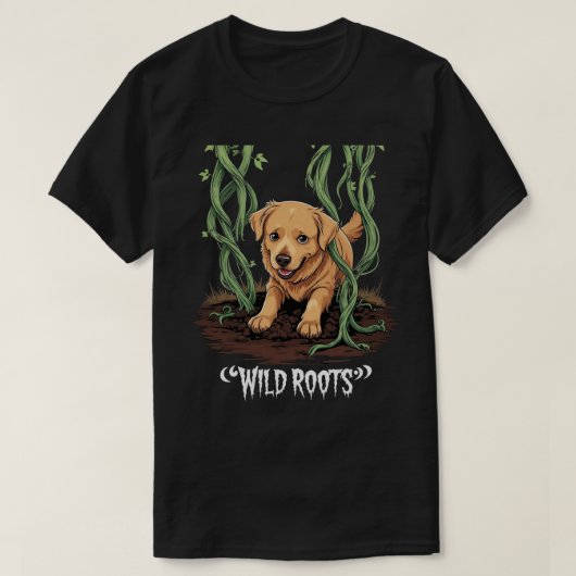 T-shirt Conceptions de jardin de retriever doré effrayant (Design devant)