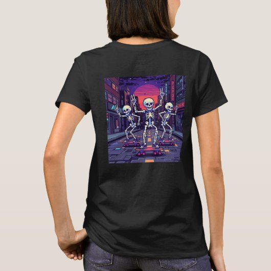 T-shirt Conceptions de squelettes cool dans la ville de st (Dos)